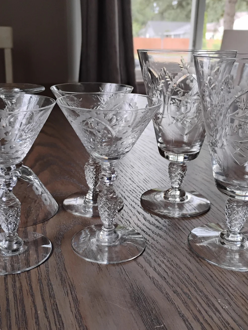 Etched Crystal 6 Piece Set — Rare Vintage Intricate Design